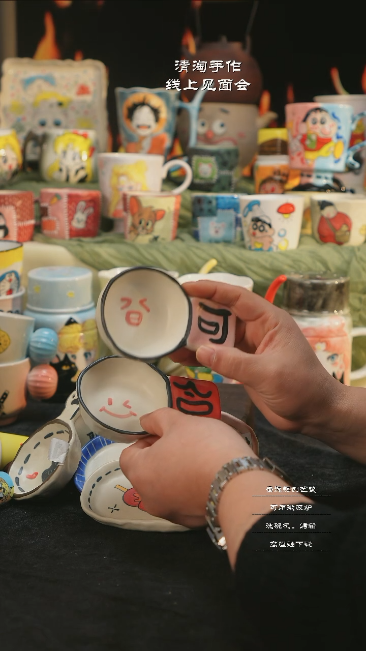 【闪购商品】摆件亲工手绘陶瓷-勺子一对