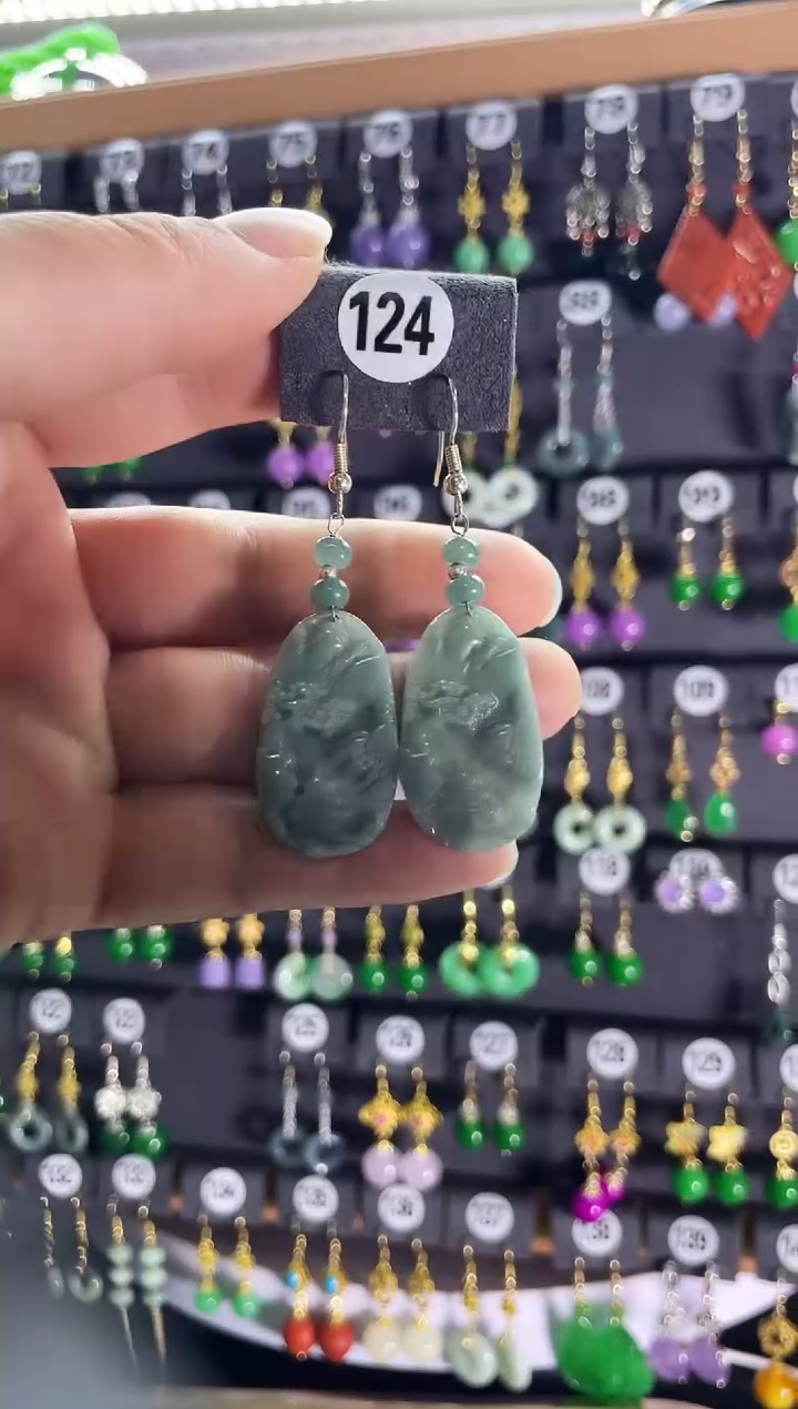 【闪购商品】翡翠耳饰银S925镶嵌124..