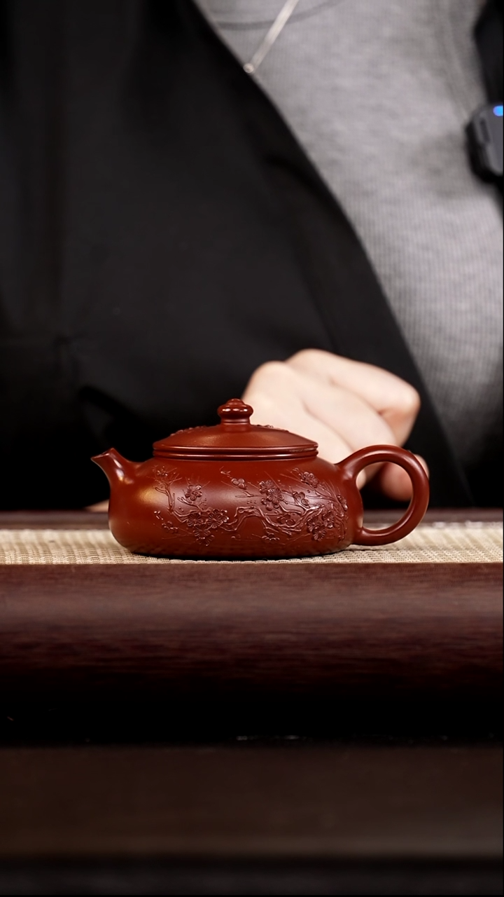 茶壶紫砂朱泥 梅花 寒江