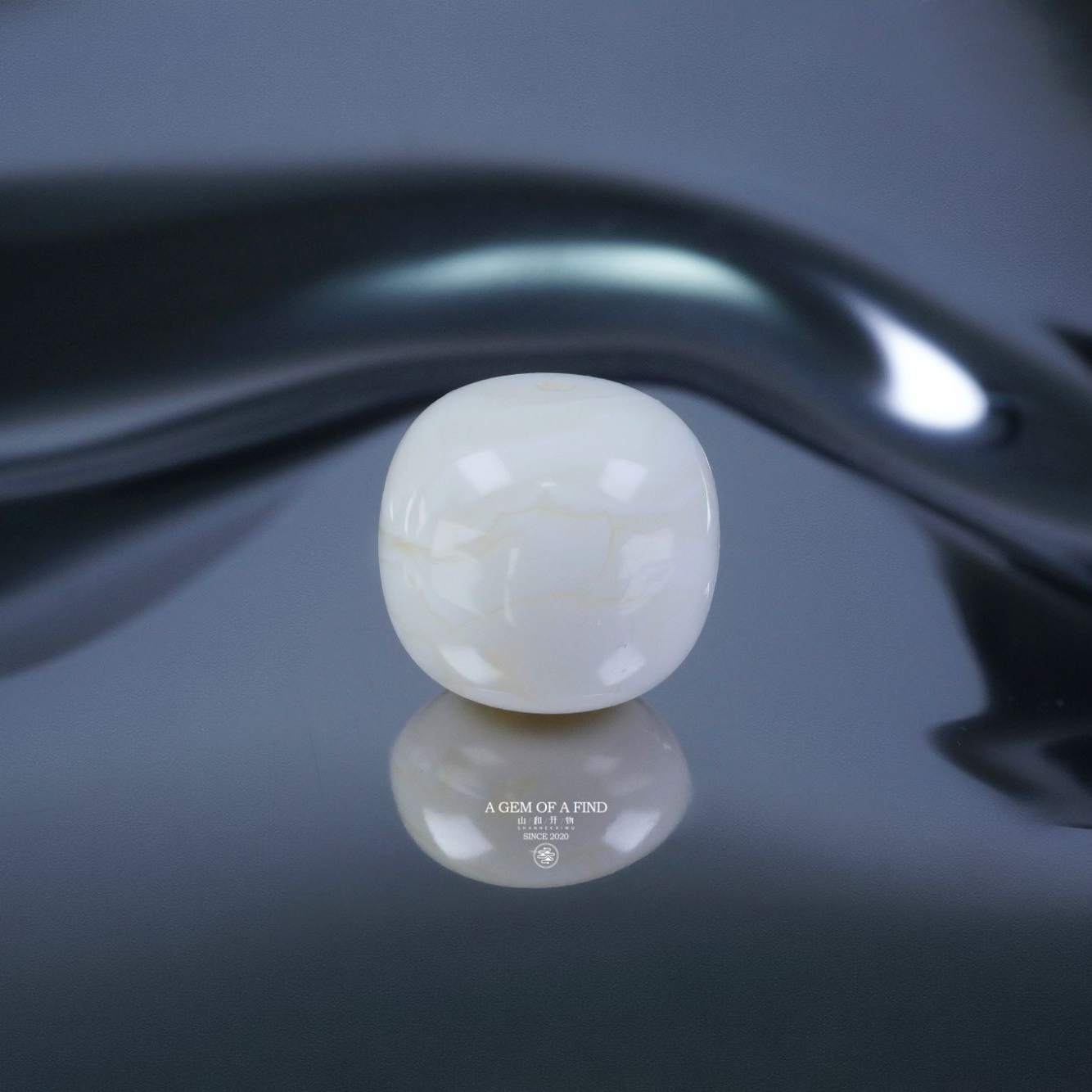 山和开物｜11.5mm漆白满蜡满白顺纹老型文玩配饰X 天然琥珀蜜蜡