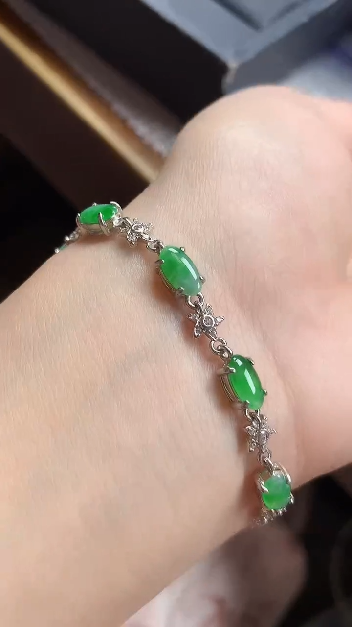 【闪购商品】翡翠手链银S925镶嵌 手链