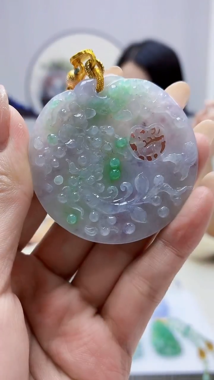 未镶嵌定制翡翠3495MM-毛货挂件79