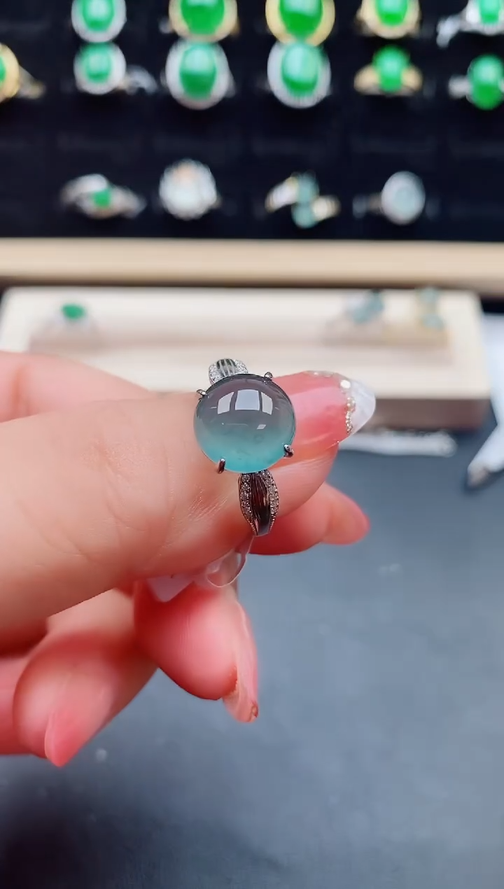 【闪购商品】翡翠戒指银S925镶嵌8000