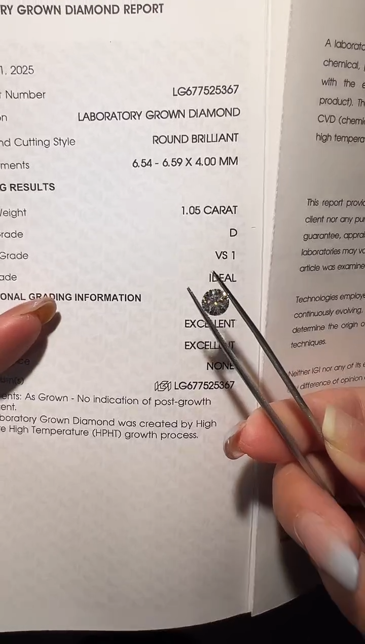 【闪购商品】实验室培育钻石裸石未镶嵌LG5367  1.05