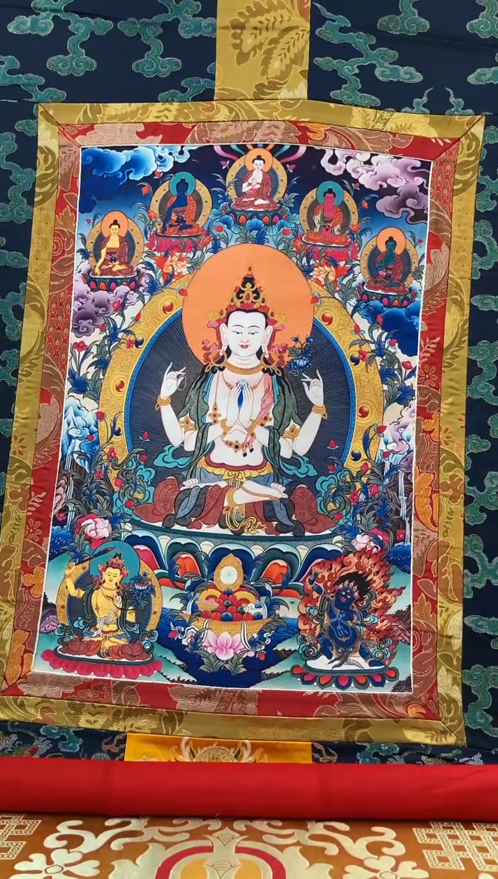 卷轴画1.3蓝色龙布  四臂 