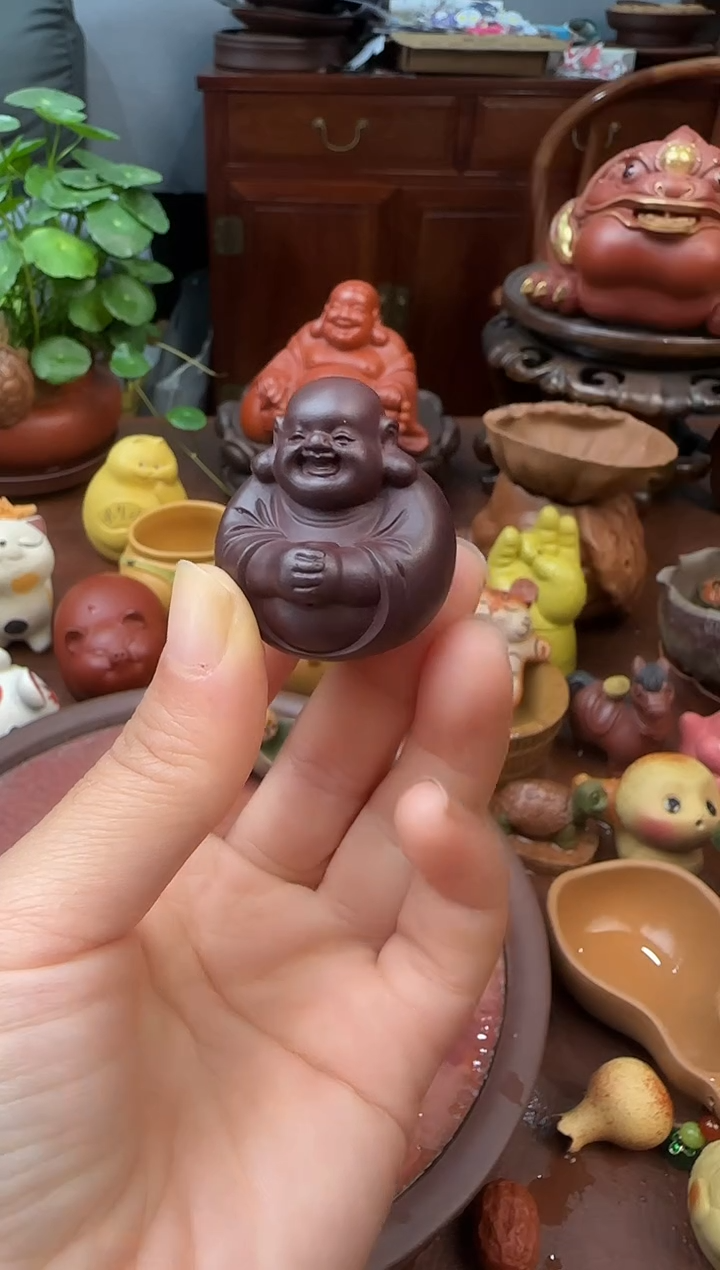 紫砂茶宠紫泥小弥勒