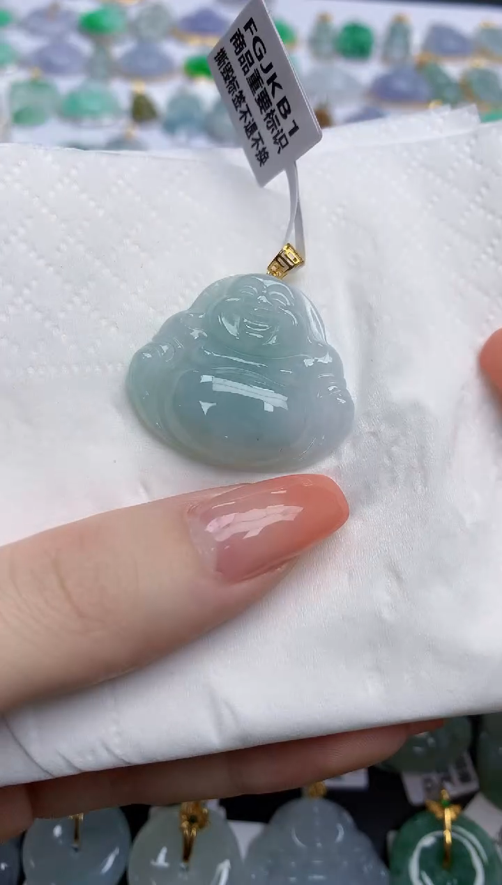 【闪购商品】翡翠颈饰18K金镶嵌天然缅甸翡翠A货