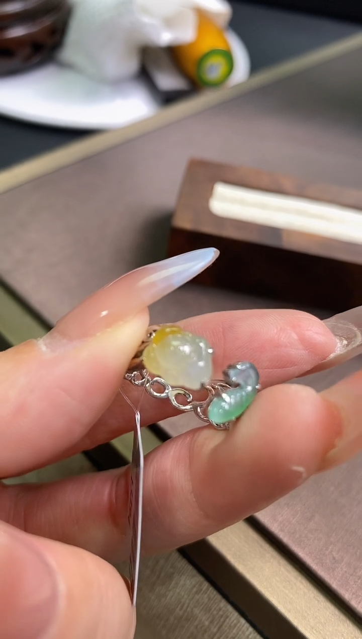 翡翠银S925镶嵌颈饰净货13394