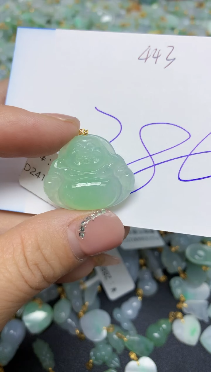 【闪购商品】翡翠挂件18K金镶嵌 天然翡翠A货