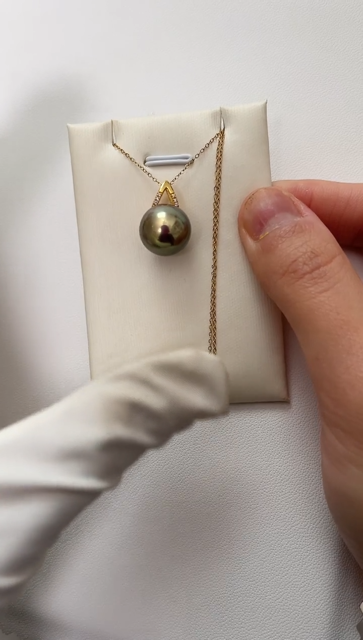 【闪购商品】淡水珍珠颈饰银S925镶嵌稀有色12.8MM