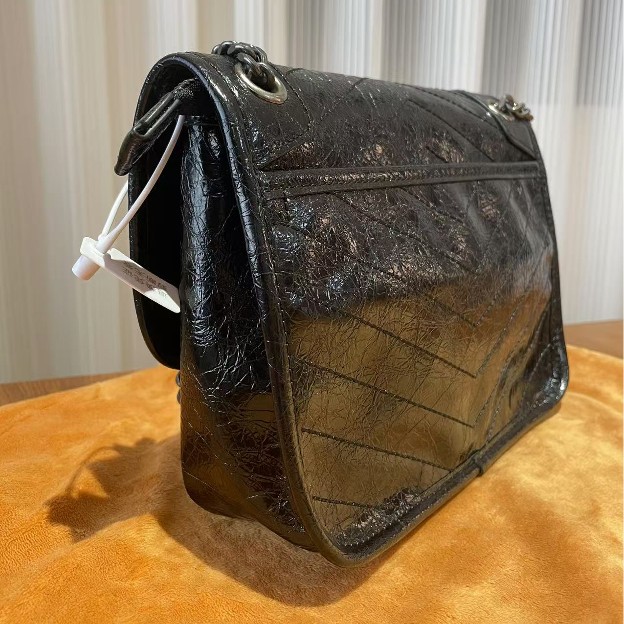 HIRMRIS手工真皮包银双肩链YZ90-3 nk小阳 邮差小号黑色