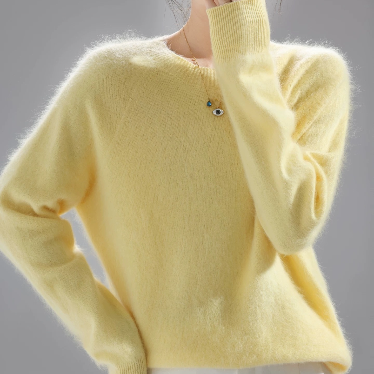 【羊绒拉绒小火炉】时尚洋气纯色低圆领保暖羊毛衫内搭打底衫MKM888