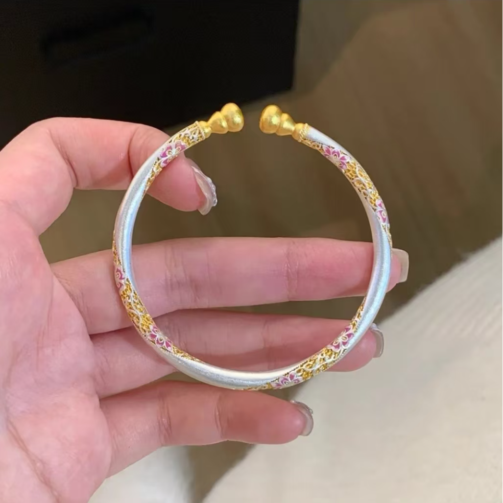 合金手镯 轻奢工艺制品开口百搭经典国风手镯手工制品小众链条