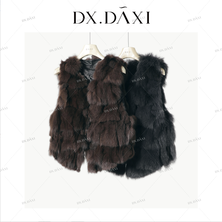 DX.DAXI【暖冬初雪记】新款轻奢狐狸毛马甲外套YT 727