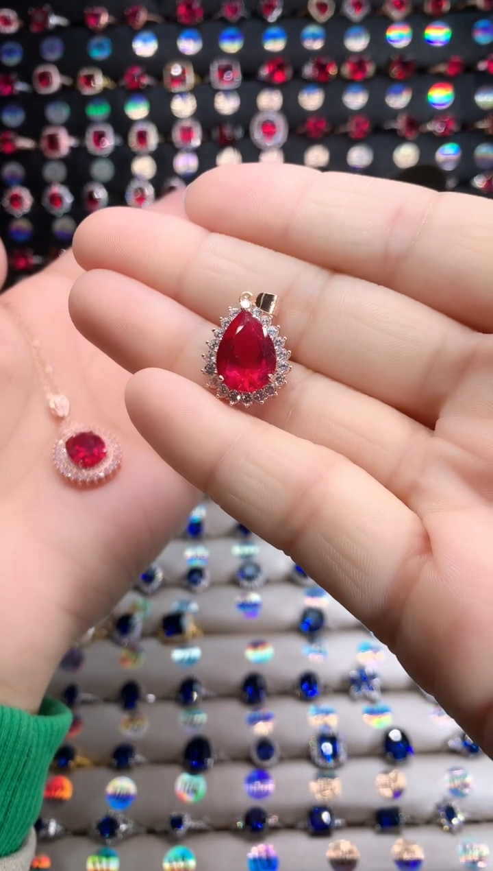 【闪购商品】红宝石吊坠(赠链)银S925镶嵌玫瑰金