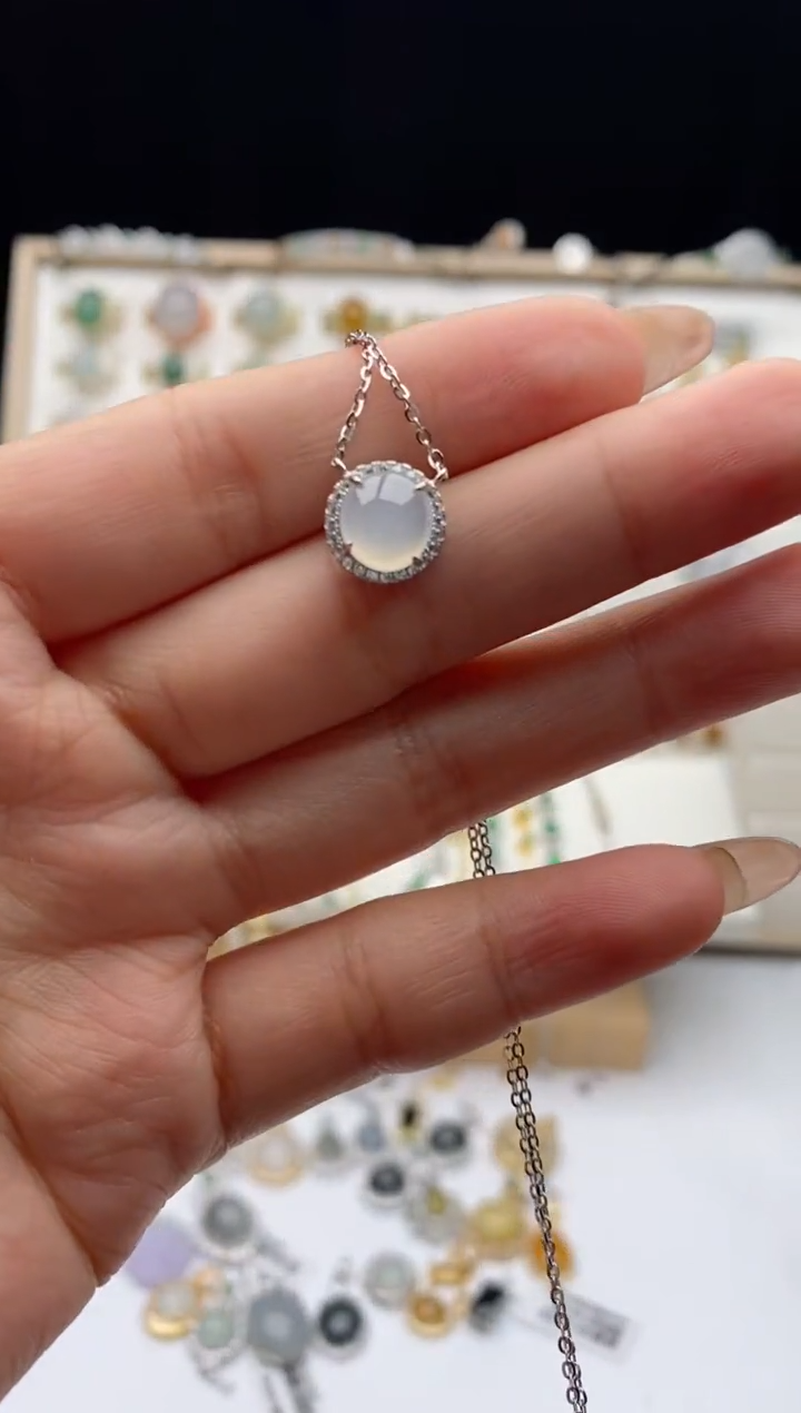 翡翠戒指银S925镶嵌天然A货翡翠