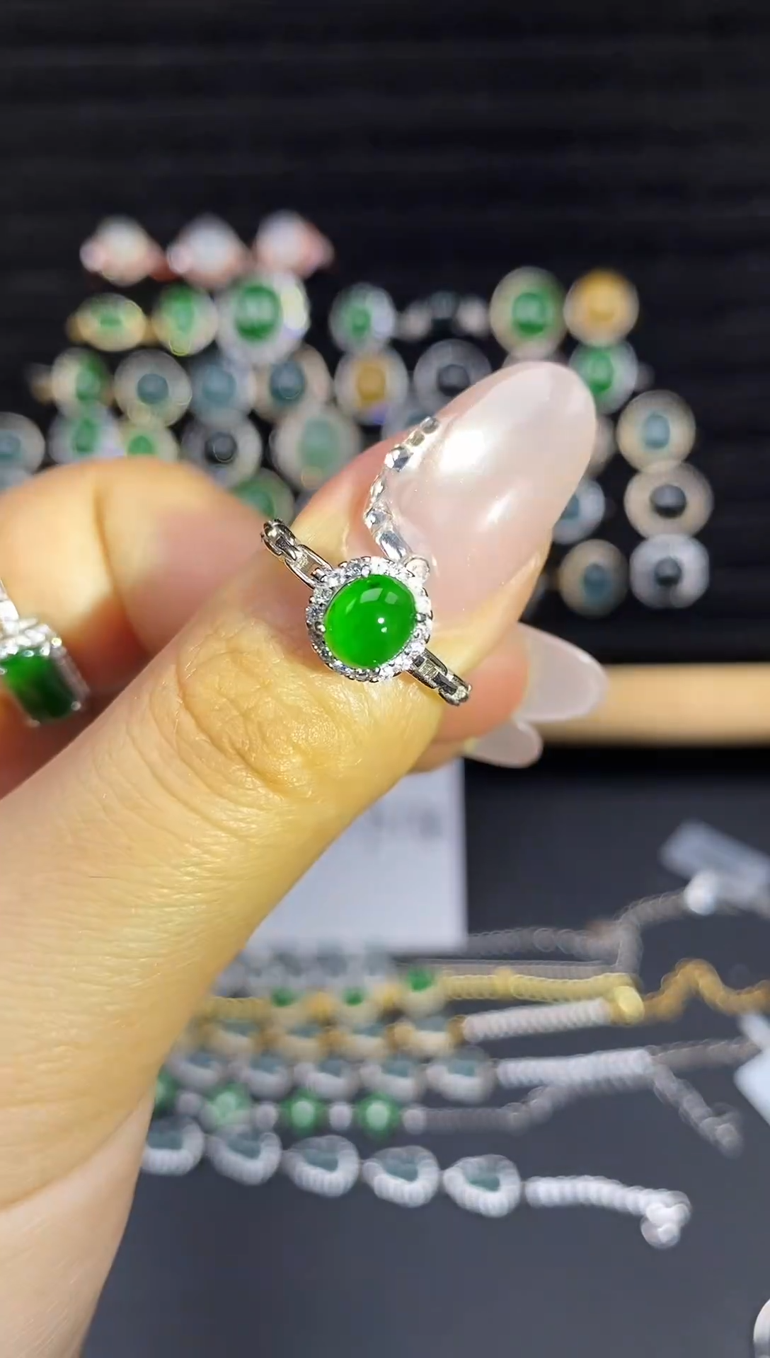 银S925镶嵌戒指翡翠111