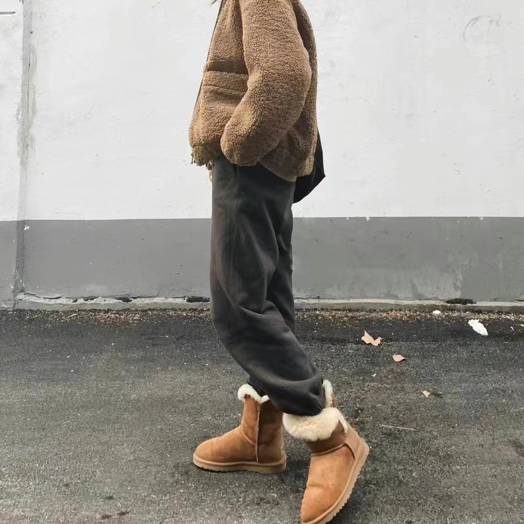 【木扣中筒】经典款真皮毛一体雪地靴女士保暖加厚舒适百搭平底时尚