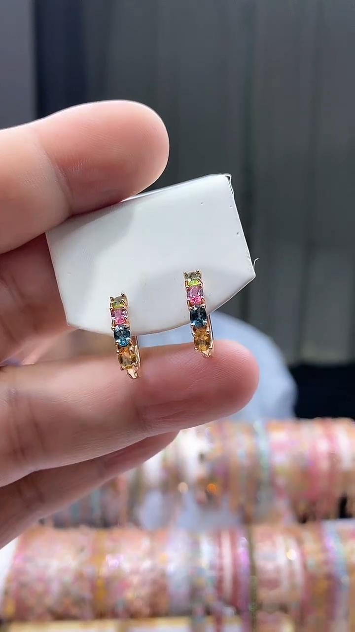 【闪购商品】碧玺耳扣银S925镶嵌354354354345