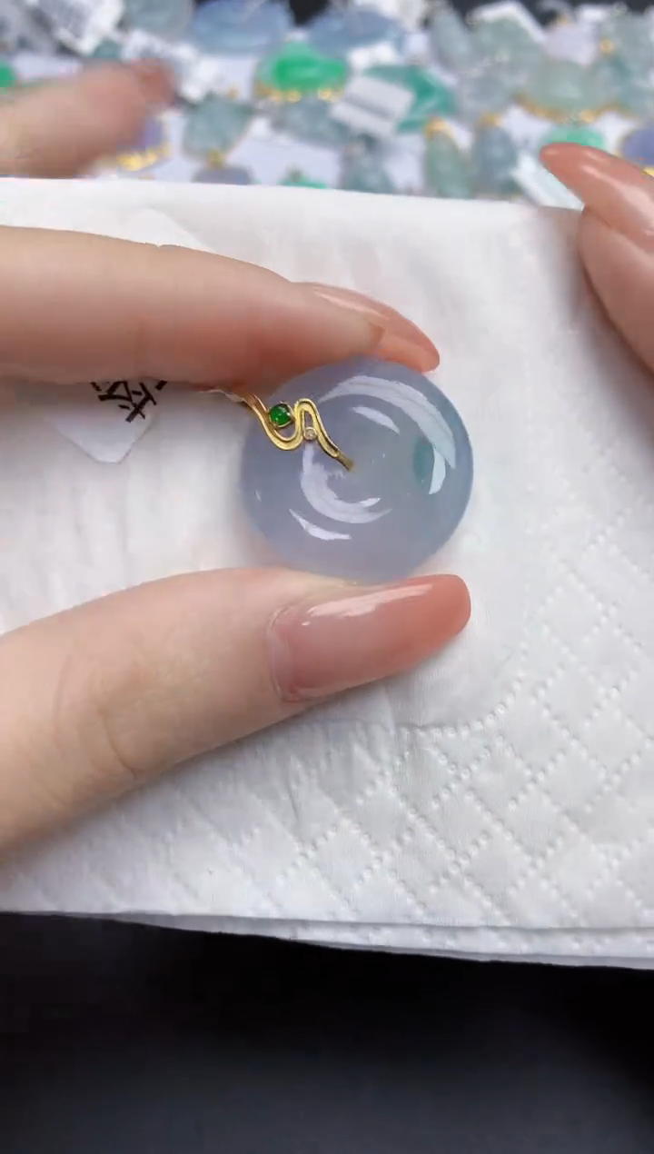 【闪购商品】翡翠颈饰18K金镶嵌天然缅甸翡翠A货