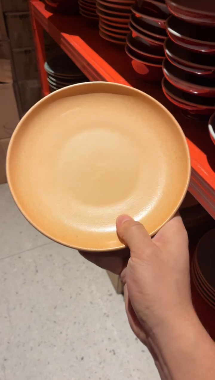 瓷片菠***李699外绿内黄立口盘1个