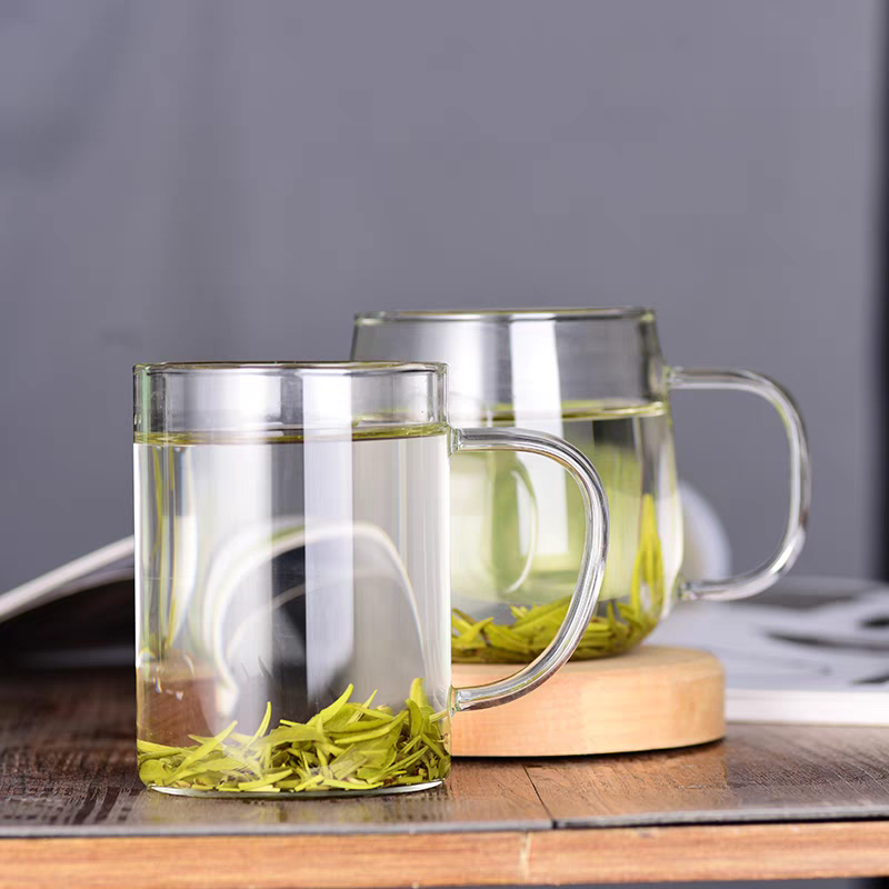 青苹果高硼硅绿茶耐高温养韵茶杯450ML高透水杯家用待客玻璃茶杯