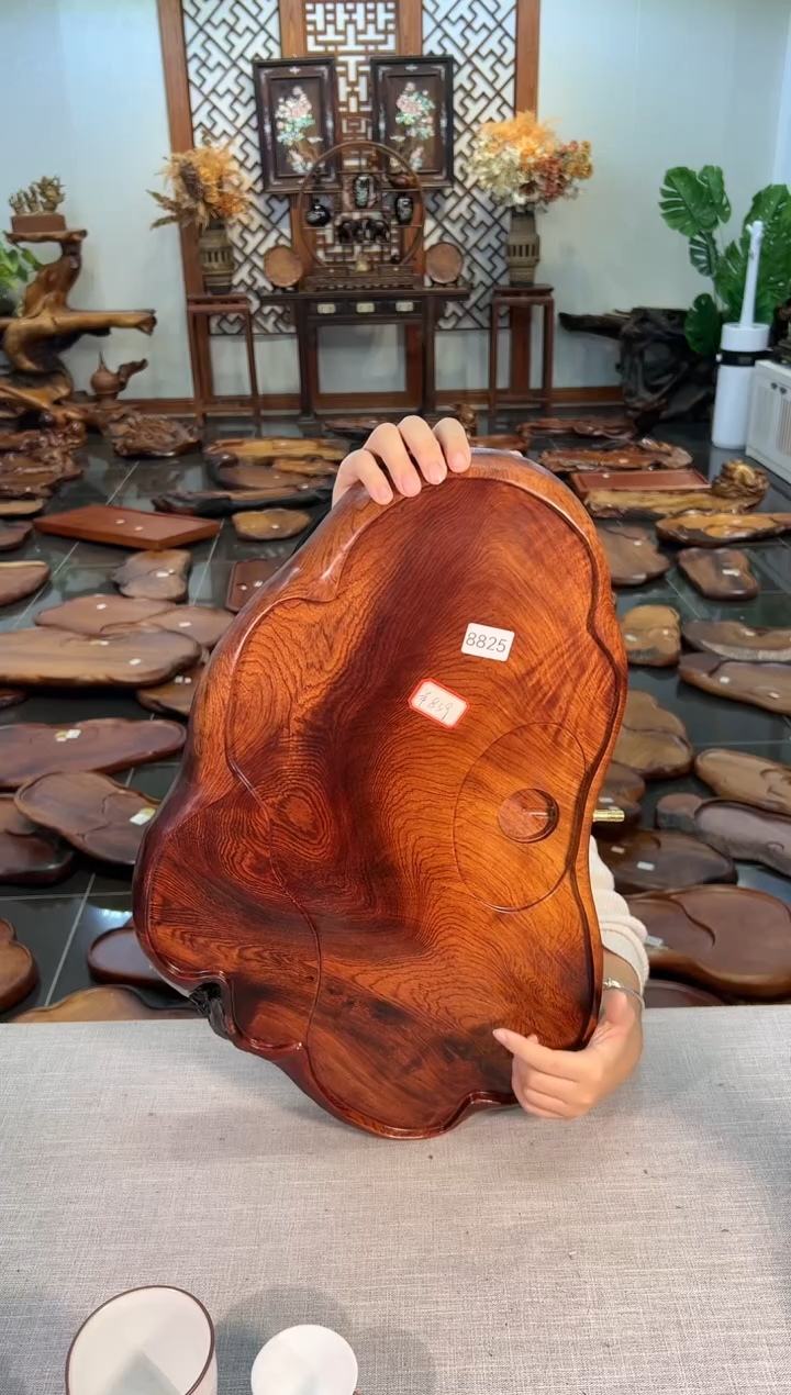 【闪购商品】大果紫檀（缅甸花梨）茶盘8825