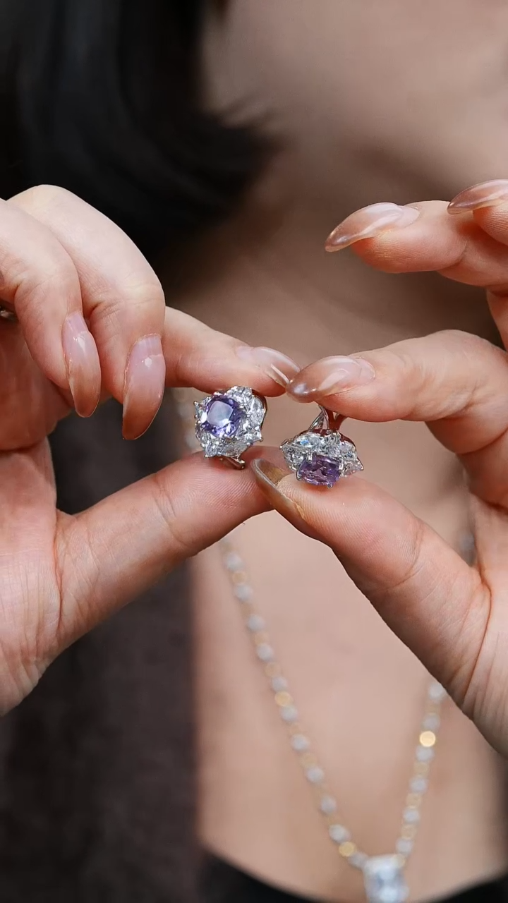 【闪购商品】紫晶耳环银S925镶嵌耳环021