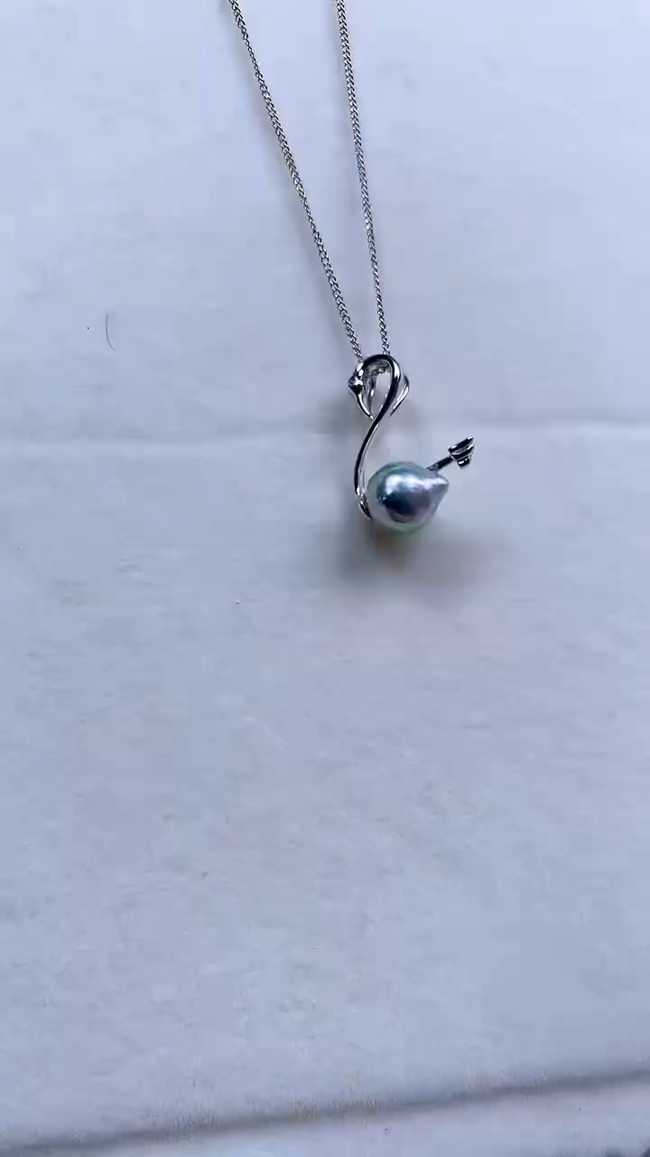 【闪购商品】海水珍珠颈饰银S925镶嵌巴洛克珍珠吊坠 配链子