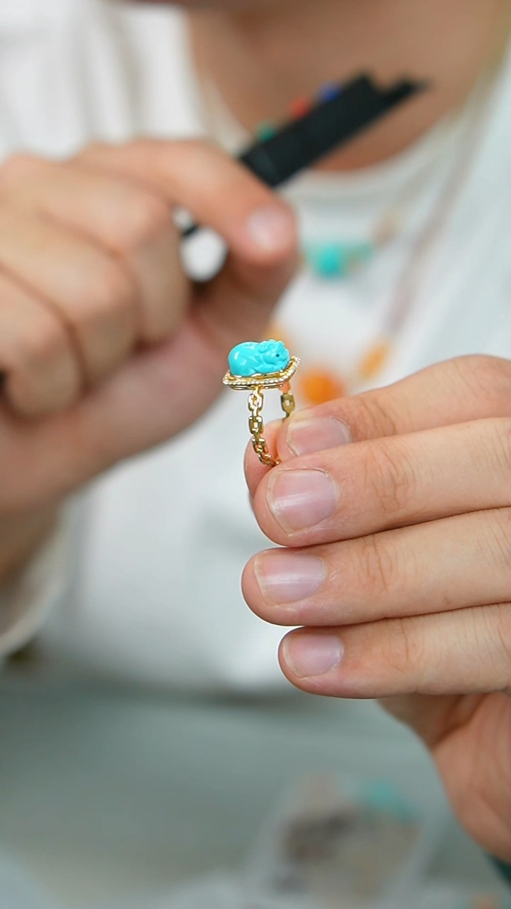 【闪购商品】绿松石戒指18K金镶嵌高货绿松新年福利GG/1