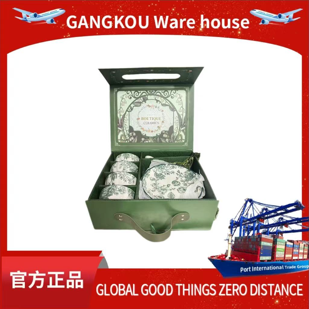 家用高级釉下彩绿玫瑰皇后高档陶瓷餐具套装