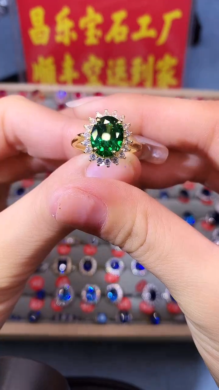 【闪购商品】透辉石戒指银S925镶嵌11111