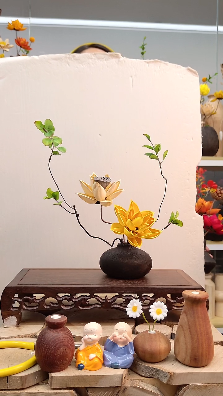 木实木花瓶配花一套