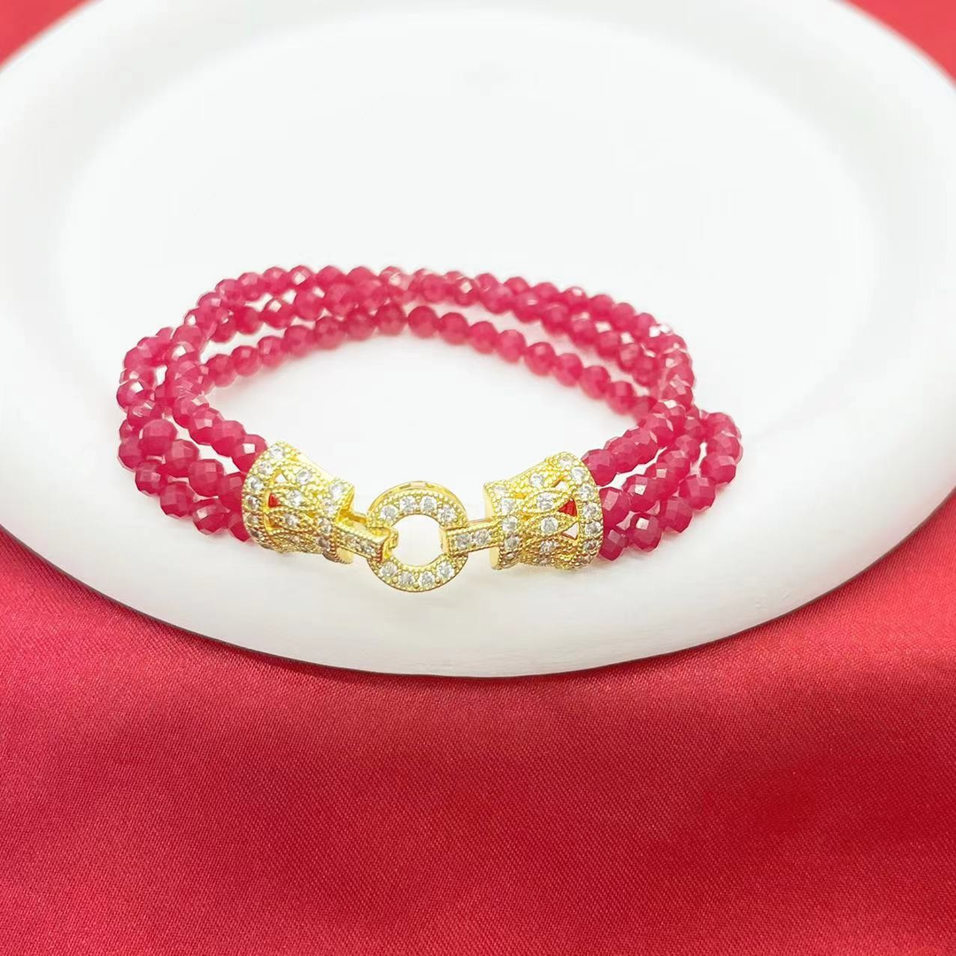 合成/培育【安总】传承名贵宝石培育星光红宝石多圈手链K322