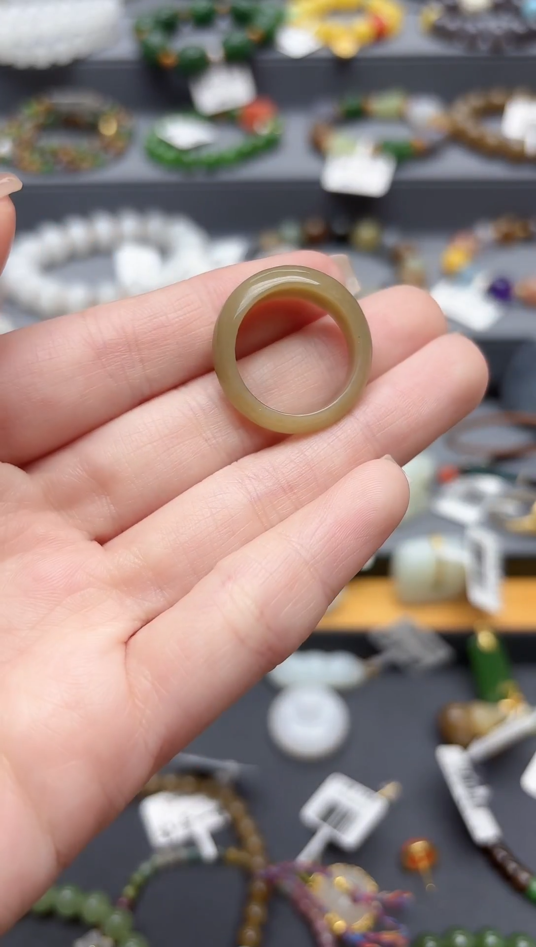 未镶嵌戒圈和田玉天然和田玉糖玉指环14号