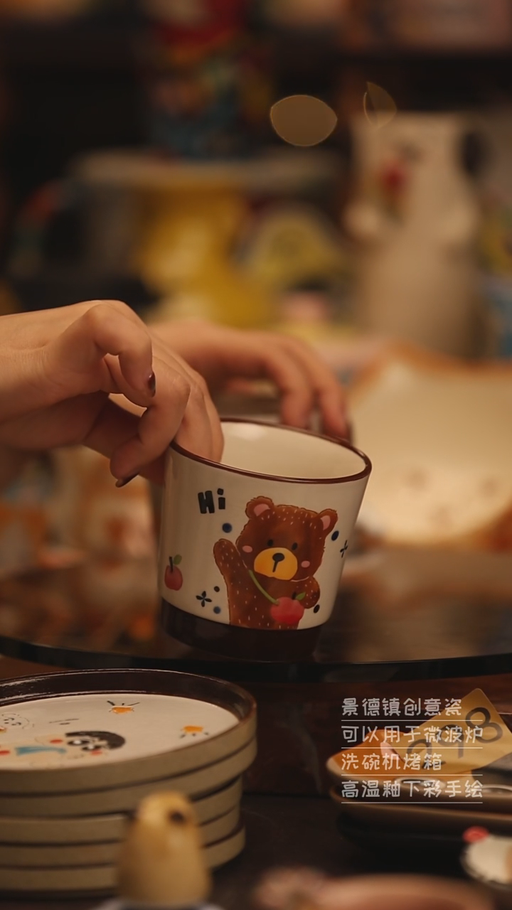 陶瓷景德镇可爱陶瓷釉下彩绘设计师款