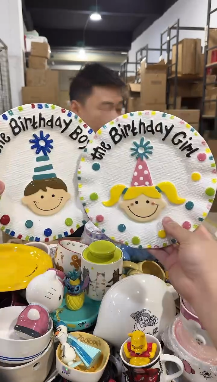 瓷片B款生日盘子2件套