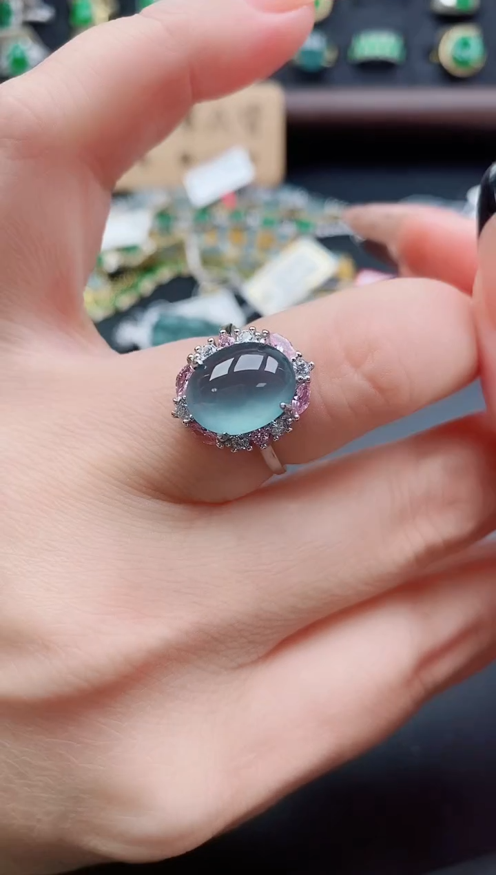 银S925镶嵌戒指翡翠1