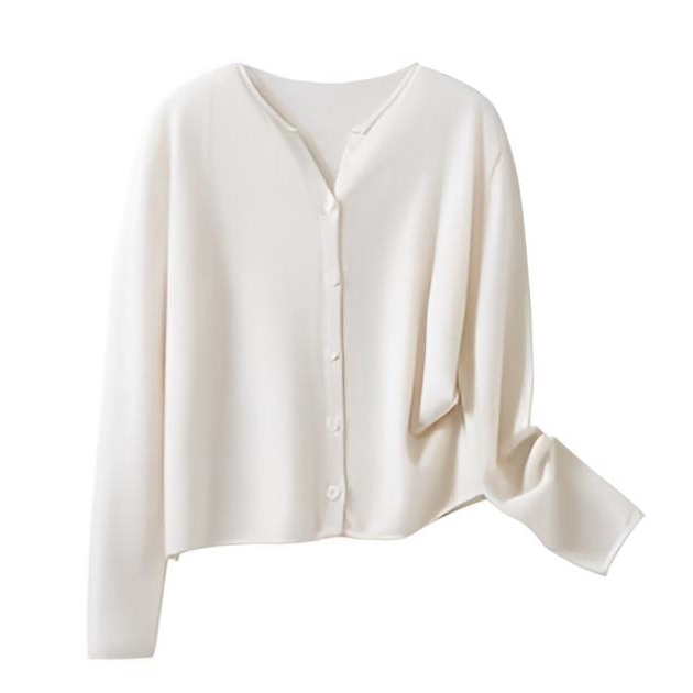 【ICS 韵裕】修身短款羊绒开衫纯色设计感羊绒衫气质外搭常规法式