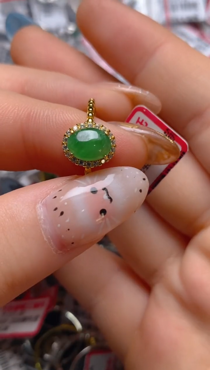 银S925镶嵌戒指翡翠百内无证书