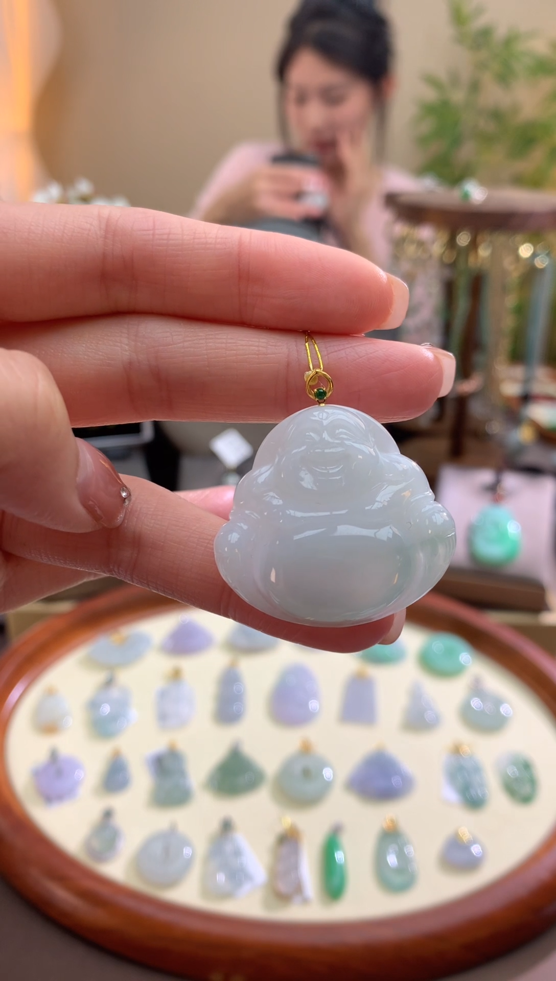 【闪购商品】翡翠颈饰18K金镶嵌佛公