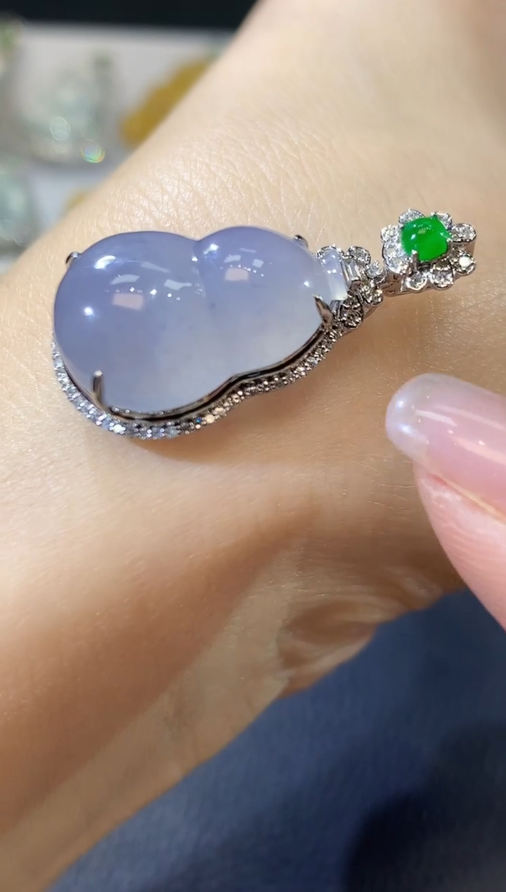 【闪购商品】翡翠吊坠(不含链)18K金镶嵌A36 紫货有一定色差