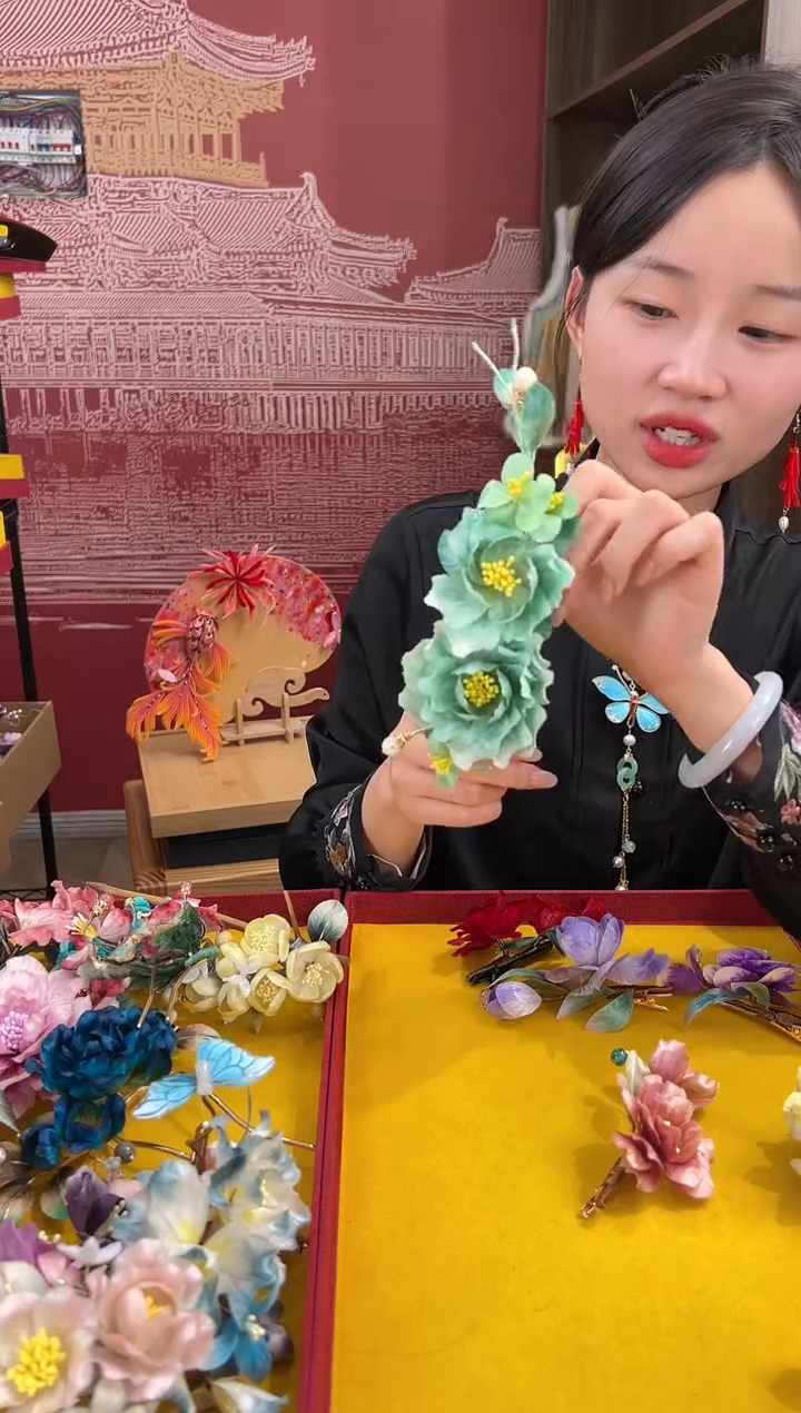 【闪购商品】刺绣非遗绒花（发饰）