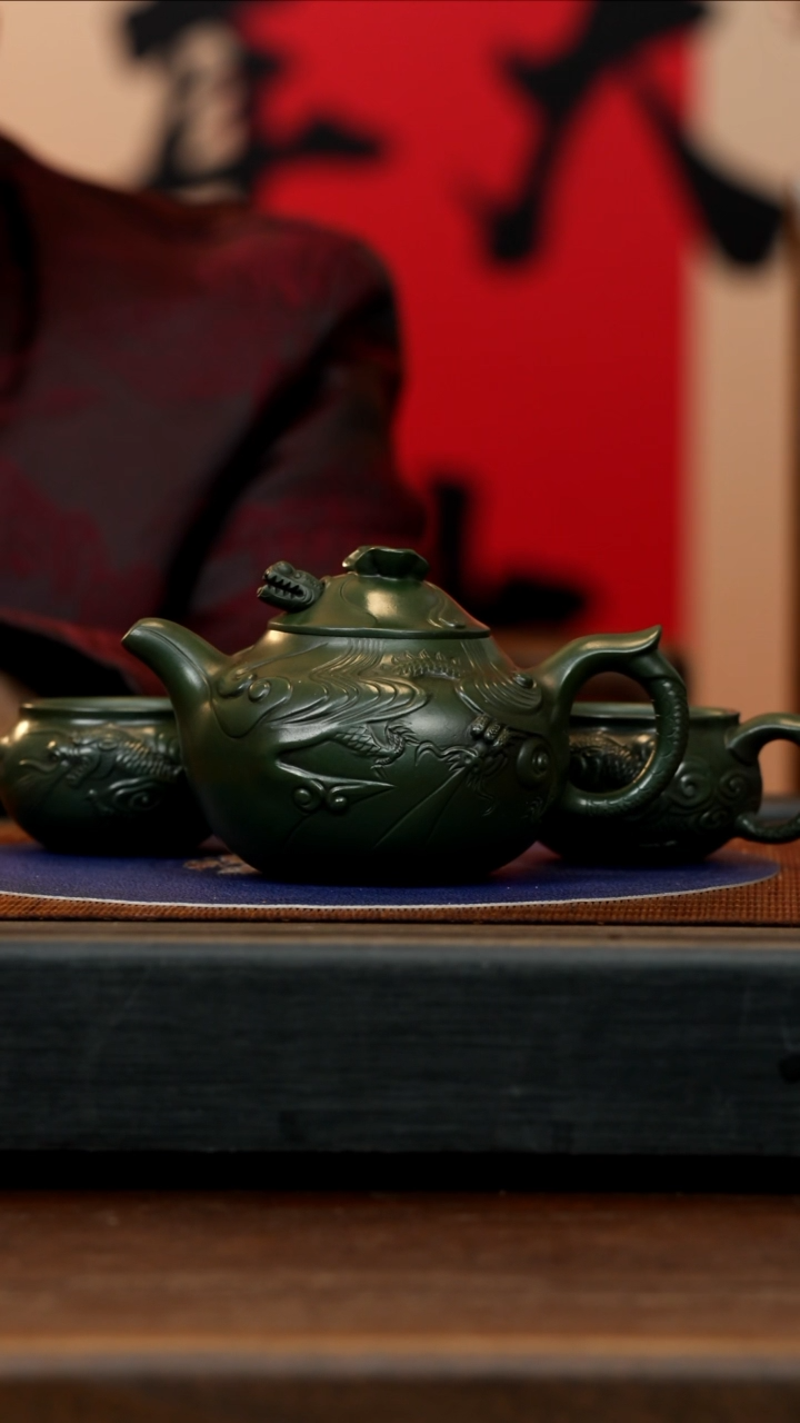 【闪购商品】紫砂茶壶ZCP 可心绿泥 云龙套组 350cc