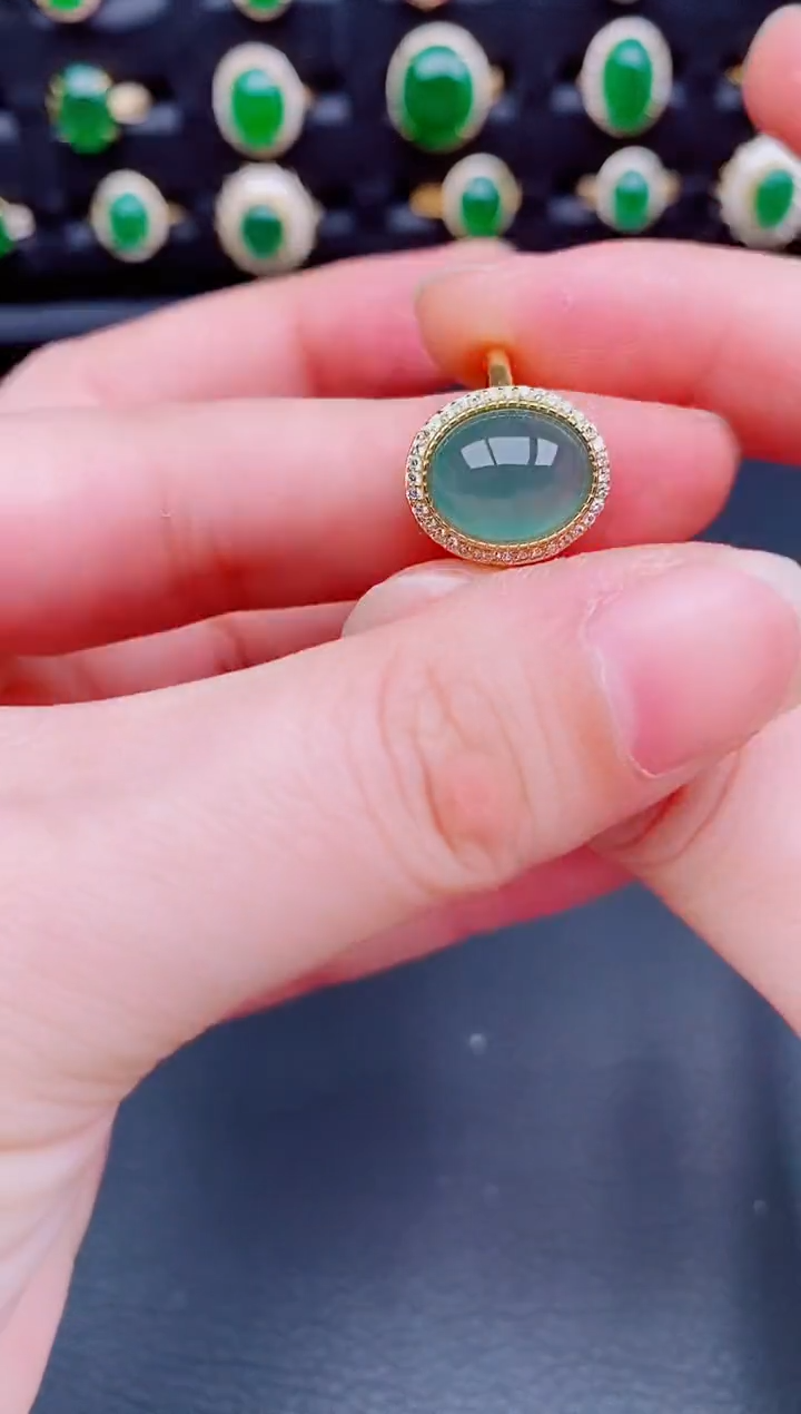 【闪购商品】翡翠戒指银S925镶嵌天然a货翡翠87