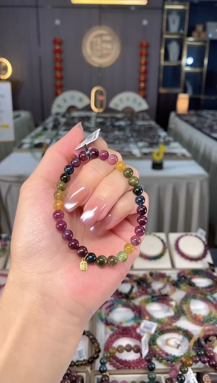 未镶嵌老矿碧玺色标单圈手串6mm+碧玺hon多样性发货一条