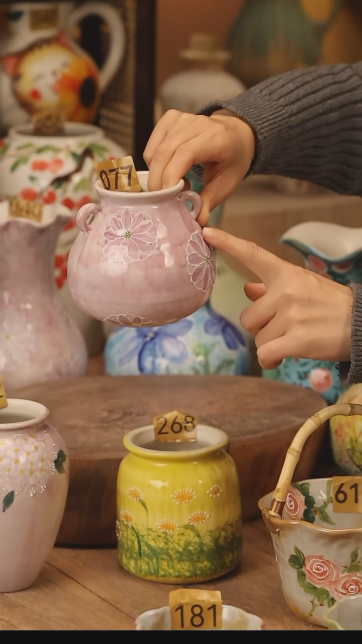 陶瓷景德镇设计师手作花器摆件侘寂风@M077@