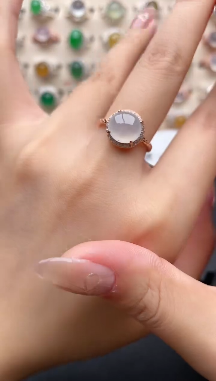 【闪购商品】翡翠戒指银S925镶嵌一物一证一礼盒