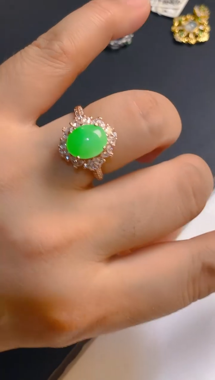 翡翠银S925镶嵌耳饰天然