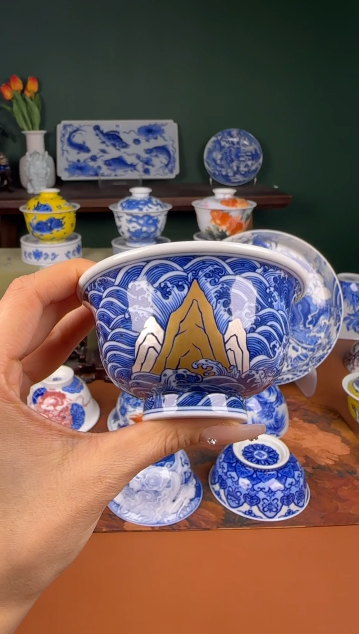 【闪购商品】杯水造 江崖海水  压手杯